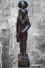 EGYPTIAN STATUE SEKHMET ANTIQUES CAT FACE EGYPT  HANDMADE STONE  LARGE SOLID picture