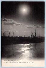1905 ROTOGRAPH MOONLIGHT ON THE HARLEM RIVER NEW YORK CITY NYC ANTIQUE POSTCARD picture