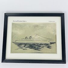 S.S. EMERALD SEAS Foil Print Vintage 1970s Eastern Steamship Lines , Art Framed picture