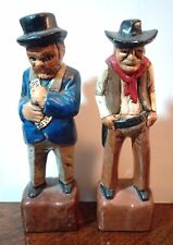 Two Vintage Chalkware Figurine Man Gambler Bossing And Cowboy 6