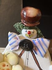 Vintage Lina Zampiva Signed Spaghetti Hair Clown Made in Italy W/ Flower 4” T picture
