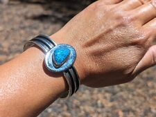Navajo Bracelet Sterling Matrix Turquoise Unisex Signed Roger Nelson sz6.75 picture