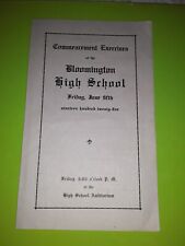 Antique 1925 Bloomington High School Graduation 4 page Brochure picture