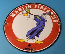 Vintage Marlin Firearms Sign - Joker Batman Comics Gas Pump Porcelain Sign picture