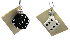 Patricia Breen Dice Set Glittered Black White Christmas Holiday Tree Ornament picture