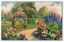 c1910 All In A Garden Fair Flowers Prince of Wales Oilette Tuck Art Postcard picture
