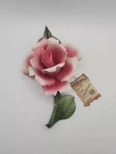 DEA CAPODIMONTE Napoli Porcelain Flower Hand Made in Italy with Tag Pink White picture