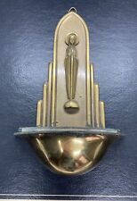 Antique Germany Praying Virgin Mary Gilt Metal Holy Water Font Wall Hang Deco picture