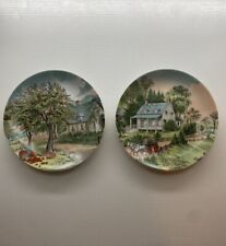 Vintage Set Of 2 Currier & Ives THE FOUR SEASONS Autumn  Summer WALL PLATES picture