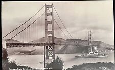 RPPC San Francisco Ship Under Golden Gate Bridge Real Photo Postcard c1940 picture