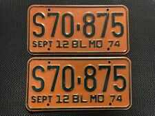 MISSOURI LICENSE PLATE PAIR 1974 SEPTEMBER TRUCK S70 875 picture