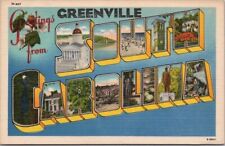 Vintage 1943 GREENVILLE, SOUTH CAROLINA Large Letter Postcard / Curteich Linen picture