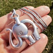 Huge Vintage Sterling Silver 925 Jewelry Chain Necklace Pendant Elephant Marked picture