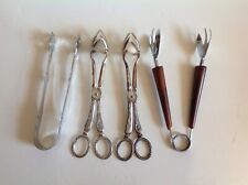 4 Ice Sugar Cube Pickle Tongs Vintage picture