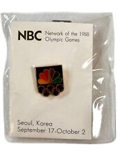 Vintage 1988 NBC Seoul Korea Enamel Olympic Games Badge Pin Lapel Hat Olympics picture