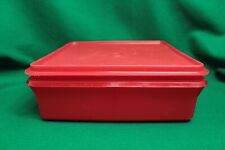 Vintage Tupperware Cherry Red Square Dish with Lid 9