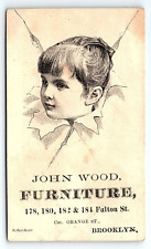 c1880 JOHN WOOD FURNITURE BROOKLYN NY ADVERTISING VICTORIAN TRADE CARD P1712 picture