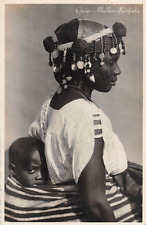 GUINEA BISSAU, AFRICA ~ BIAFADA WOMAN & CHILD, COIFFURE REAL PHOTO PC used 1941 picture