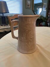Antique White Ironstone Pitcher Stained Crazed Patina Farmhouse picture