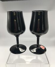 VTG Black Amethyst Wine Cordial Glasses, Original Box, Bryce Brothers (Pre Lenox picture