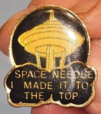 Vintage Seattle Space Needle Souvenir I Made It To The Top Pin Lapel Hat EUC picture