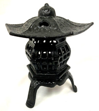 Vintage Japanese Cast Iron Lantern Pagoda Garden Candle Lantern Free Standing picture