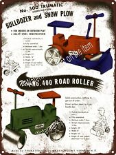 1947 TruMatic Bulldozer Snow Plow Road Roller Kids Toy Metal Sign 9x12