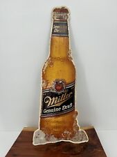 Vintage Miller Genuine Draft Metal Beer Bottle Metal Tin Tacker Bar Pub Sign MGD picture