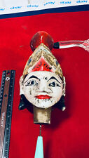 ANTIQUE HAND CARVED & PAINTED  INDIAN GODDESS FACE HEAD WOODEN CANE HANDLE KNOB picture