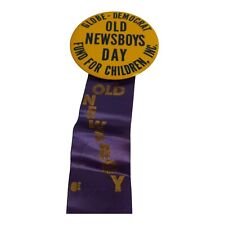 Old Newsboys Day Fund for Children Vtg Yellow Vintage Button With Ribbon picture
