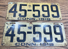 Vintage Pair Connecticut 1919 License Plate ~ Antique Conn Auto Tags ~ Model T A picture