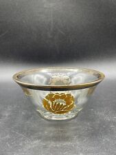 1960s Georges Briard Bowl Gold Flower Silver Rim Mid Century MCM 5.5” picture