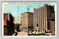 Portland ME-Maine, Monument Square, Advertisement, Vintage c1929 Postcard picture