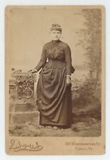 Antique Circa 1880s Cabinet Card Beautiful Woman in Gorgeous Dress Easton, PA picture