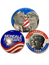 1984 Walter Mondale Geraldine Ferraro For President Campaign- 3 Pinback Buttons picture