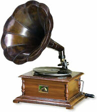 Working Gramophone-Phonograph Antique Look functional-Replica Model-Brass Horn picture