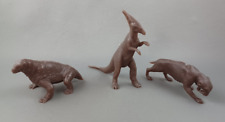 Marx 2nd Series Dinosaurs Recast Brown Plastic Prehistoric Playset Lot of 3 picture