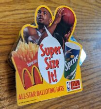 1996 GRANT HILL NBA ALL-STAR SUPER SIZE IT ADVERTISING PIN BUTTON MCDONALD'S VTG picture