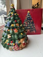 Vintage Nikko Christmas Holiday Tree Cookie Jar Teddy Bear 12.5