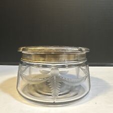 Antique R. Blackington & Co Engraved Sterling Top Etched Cut Glass Powder Jar picture