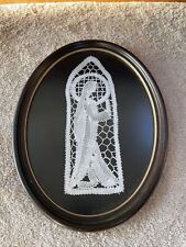 Bruges Belgian Lace - Framed St Mother Mary Handmade Bobbin Rare Vintage picture