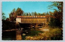 Covered Bridge Near Waterville Vermont Over Lamoille River VINTAGE Postcard picture