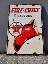 VINTAGE TEXACO PORCELAIN SIGN FIRE CHIEF GAS OIL TEXAS STAR COMPANY PETROLEUM 18 picture