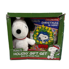 Peanuts Christmas Holiday Gift Set Plush Snoopy with book NEW-Box distress photo picture