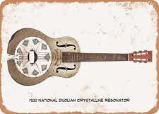 Guitar Art - 1932 National Resonator Pencil Drawing - Rusty Look Metal Sign picture