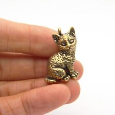 Pure Brass Cat Keychain Hanging Jewelry Animal Figure Keyring Pendant Miniature picture