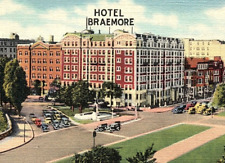 1930s BOSTON MA HOTEL BRAEMORE COMMONWEALTH AVE AERIAL VIEW LINEN POSTCARD P1504 picture