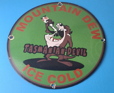 Vintage Mountain Dew Sign - Ice Cold Gas Service Pump Soda Bottle Porcelain Sign picture