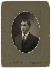 Antique c1880s Large Cabinet Card Steinhoff Handsome Young Man Tie Bridgeport CT picture
