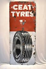 Ceat Tire Vintage Porcelain Enamel Sign Board Advertising Tyres Automobile Rare
